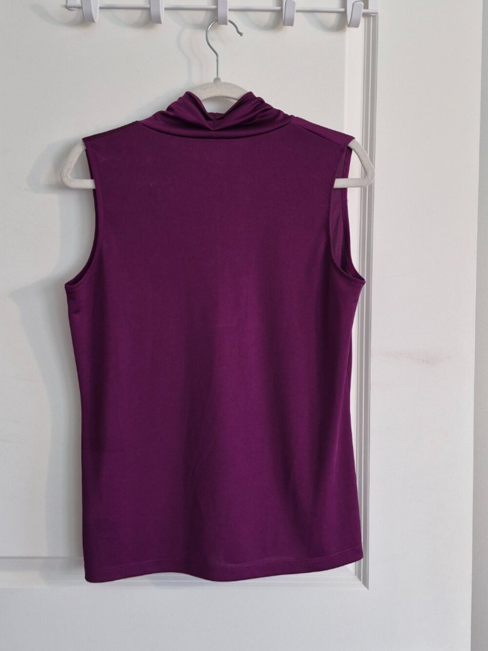 Jones New York Sleeveless Blouse Womens M Purple Draped Cowl Neck Career Top - Picture 3 of 8